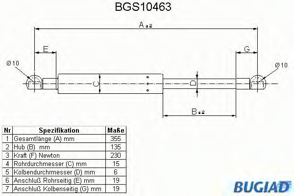 BUGIAD BGS10463 Газовая пружина, крышка багажник для AUDI COUPE (Ауди Cоупэ) BUGIAD BGS10463 Газовая пружина, крышка багажник для AUDI COUPE (Ауди Cоупэ)