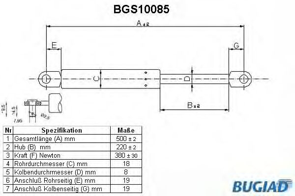 BUGIAD BGS10085 Газовая пружина, крышка багажник для FIAT (Фиат) BUGIAD BGS10085 Газовая пружина, крышка багажник для FIAT (Фиат)