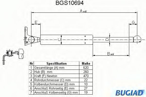 BUGIAD BGS10694 Газовая пружина, крышка багажник для MAZDA 626 III (Мазда 626 3) BUGIAD BGS10694 Газовая пружина, крышка багажник для MAZDA 626 III (Мазда 626 3)