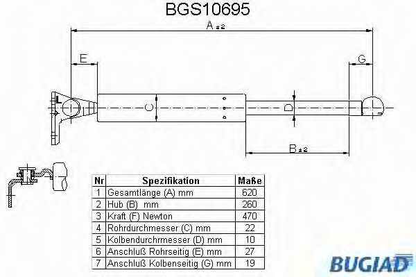 BUGIAD BGS10695 Газовая пружина, крышка багажник для MAZDA 626 III (Мазда 626 3) BUGIAD BGS10695 Газовая пружина, крышка багажник для MAZDA 626 III (Мазда 626 3)