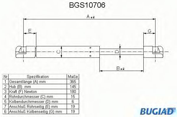 BUGIAD BGS10706 Газовая пружина, крышка багажник для OPEL OMEGA A (Опель Омэга а) BUGIAD BGS10706 Газовая пружина, крышка багажник для OPEL OMEGA A (Опель Омэга а)
