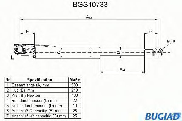 BUGIAD BGS10733 Газовая пружина, крышка багажник для HONDA SHUTTLE (Хонда Шуттлэ) BUGIAD BGS10733 Газовая пружина, крышка багажник для HONDA SHUTTLE (Хонда Шуттлэ)