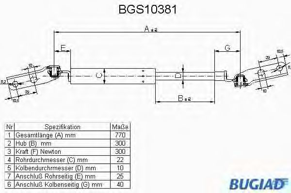 BUGIAD BGS10381 Газовая пружина, крышка багажник для TOYOTA (Тойота/тоета) BUGIAD BGS10381 Газовая пружина, крышка багажник для TOYOTA (Тойота/тоета)