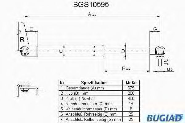 BUGIAD BGS10595 Газовая пружина, крышка багажник для MAZDA (Мазда) BUGIAD BGS10595 Газовая пружина, крышка багажник для MAZDA (Мазда)