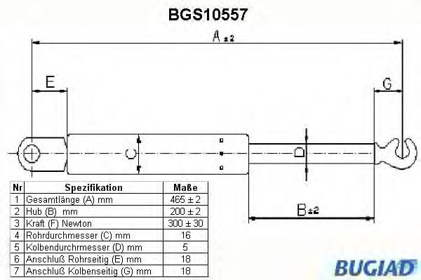 BUGIAD BGS10557 Газовая пружина, крышка багажник для VOLVO (Вольво) BUGIAD BGS10557 Газовая пружина, крышка багажник для VOLVO (Вольво)