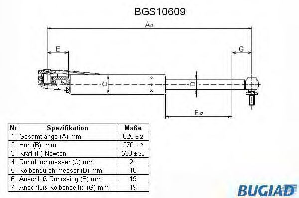 BUGIAD BGS10609 Газовая пружина, крышка багажник для TOYOTA (Тойота/тоета) BUGIAD BGS10609 Газовая пружина, крышка багажник для TOYOTA (Тойота/тоета)
