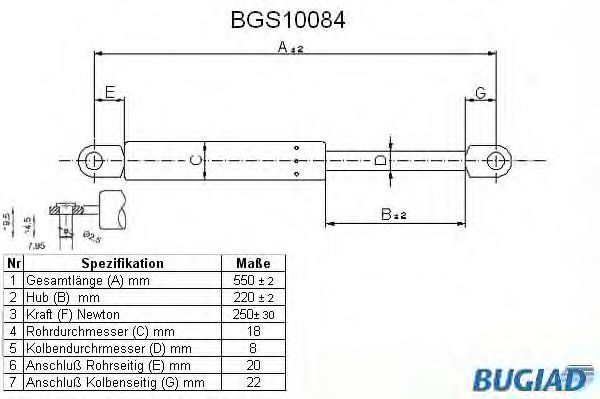 BUGIAD BGS10084 Газовая пружина, крышка багажник для FIAT (Фиат) BUGIAD BGS10084 Газовая пружина, крышка багажник для FIAT (Фиат)