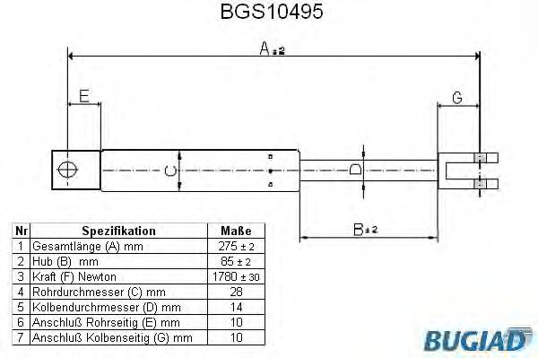 BUGIAD BGS10495 Газовая пружина, крышка багажник для MERCEDESBENZ (Мерседес бенц) BUGIAD BGS10495 Газовая пружина, крышка багажник для MERCEDESBENZ (Мерседес бенц)