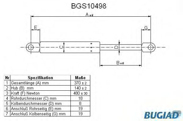 BUGIAD BGS10498 Газовая пружина, крышка багажник для BMW 5 (Бмв 5) BUGIAD BGS10498 Газовая пружина, крышка багажник для BMW 5 (Бмв 5)