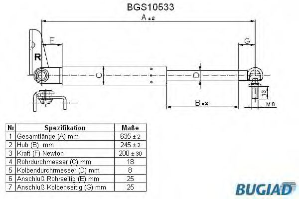 BUGIAD BGS10533 Газовая пружина, крышка багажник для TOYOTA (Тойота/тоета) BUGIAD BGS10533 Газовая пружина, крышка багажник для TOYOTA (Тойота/тоета)