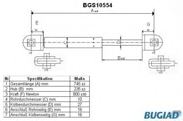 BUGIAD BGS10554 Газовая пружина, крышка багажник для TOYOTA (Тойота/тоета) BUGIAD BGS10554 Газовая пружина, крышка багажник для TOYOTA (Тойота/тоета)