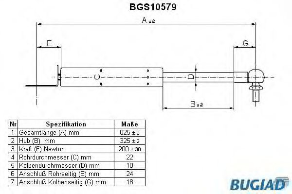 BUGIAD BGS10579 Газовая пружина, крышка багажник для NISSAN (Ниссан) BUGIAD BGS10579 Газовая пружина, крышка багажник для NISSAN (Ниссан)
