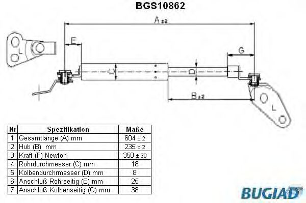 BUGIAD BGS10861 Газовая пружина, крышка багажник для MAZDA (Мазда) BUGIAD BGS10861 Газовая пружина, крышка багажник для MAZDA (Мазда)