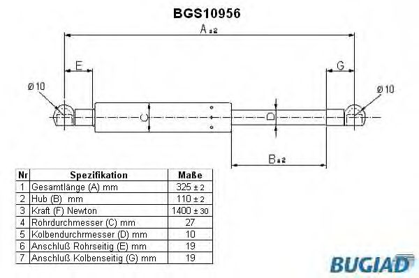 BUGIAD BGS10956 Газовая пружина, крышка багажник для MERCEDESBENZ (Мерседес бенц) BUGIAD BGS10956 Газовая пружина, крышка багажник для MERCEDESBENZ (Мерседес бенц)