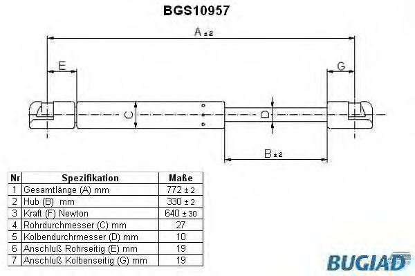 BUGIAD BGS10957 Газовая пружина, крышка багажник для MERCEDESBENZ (Мерседес бенц) BUGIAD BGS10957 Газовая пружина, крышка багажник для MERCEDESBENZ (Мерседес бенц)