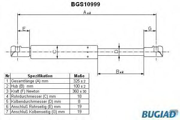 BUGIAD BGS10999 Газовая пружина, крышка багажник для VOLVO S40 II (Вольво S40 2) BUGIAD BGS10999 Газовая пружина, крышка багажник для VOLVO S40 II (Вольво S40 2)
