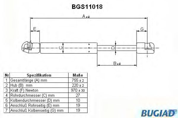BUGIAD BGS11018 Газовая пружина, крышка багажник для VOLKSWAGEN T5 (Фольксваген Т5) BUGIAD BGS11018 Газовая пружина, крышка багажник для VOLKSWAGEN T5 (Фольксваген Т5)