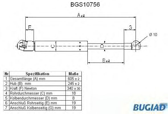 BUGIAD BGS10756 Газовая пружина, крышка багажник для AUDI COUPE (Ауди Cоупэ) BUGIAD BGS10756 Газовая пружина, крышка багажник для AUDI COUPE (Ауди Cоупэ)