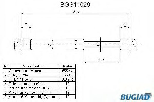 BUGIAD BGS11029 Газовая пружина, крышка багажник для CITROËN C4 (CитроËн С4) BUGIAD BGS11029 Газовая пружина, крышка багажник для CITROËN C4 (CитроËн С4)