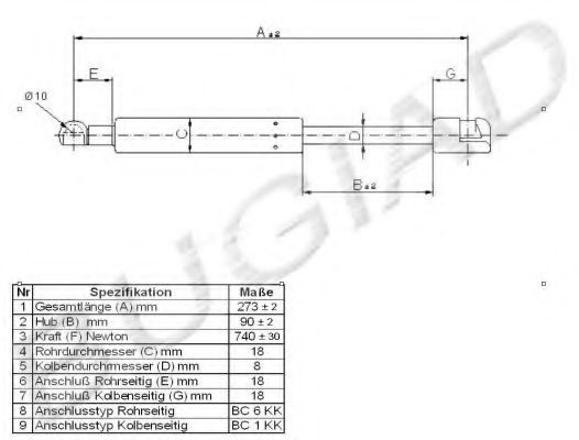 BUGIAD BGS10791 Газовая пружина, крышка багажник для AUDI (Ауди) BUGIAD BGS10791 Газовая пружина, крышка багажник для AUDI (Ауди)