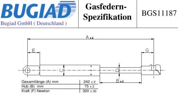 BUGIAD BGS11187 Газовая пружина, крышка багажник для MERCEDESBENZ (Мерседес бенц) BUGIAD BGS11187 Газовая пружина, крышка багажник для MERCEDESBENZ (Мерседес бенц)