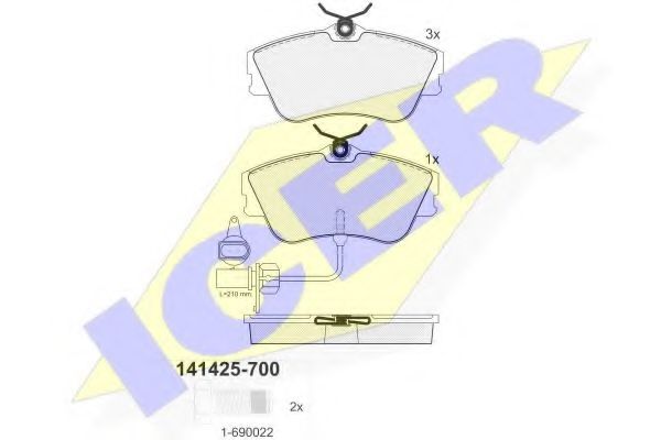ICER 141425 Тормозные колодки для VOLKSWAGEN (Фольксваген) ICER 141425 Тормозные колодки для VOLKSWAGEN (Фольксваген)