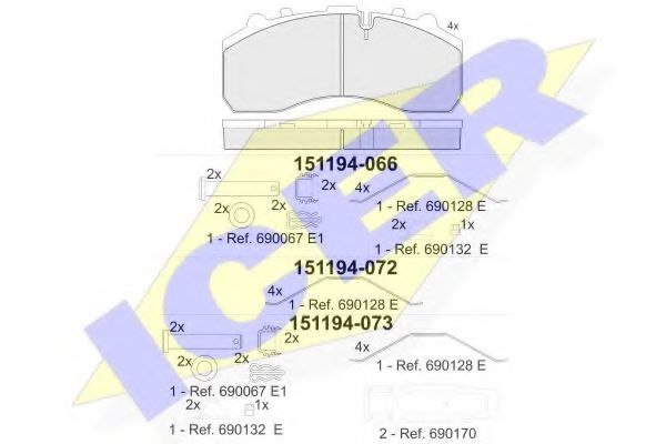 ICER 151194-066 Тормозные колодки для MERCEDES-BENZ ACTROS (Мэрcэдэс-бэнз Аcтрос) ICER 151194-066 Тормозные колодки для MERCEDES-BENZ ACTROS (Мэрcэдэс-бэнз Аcтрос)