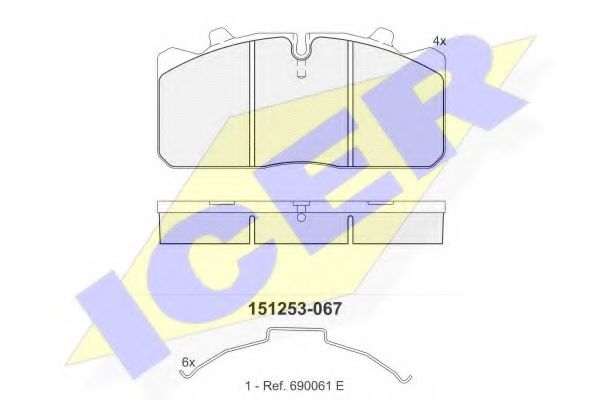 ICER 151253 Тормозные колодки для RENAULT TRUCKS MIDLUM (Рено трак Мидлум) ICER 151253 Тормозные колодки для RENAULT TRUCKS MIDLUM (Рено трак Мидлум)