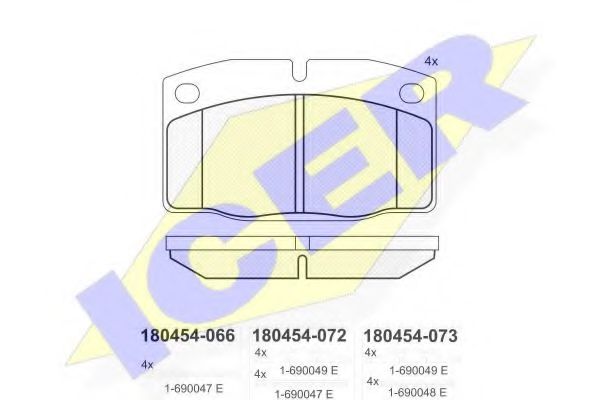ICER 180454 Тормозные колодки для OPEL MANTA B CC (Опель Манта б cc) ICER 180454 Тормозные колодки для OPEL MANTA B CC (Опель Манта б cc)