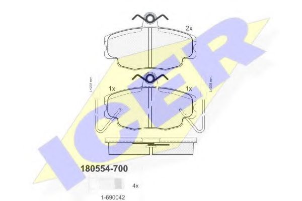 ICER 180554-700 Тормозные колодки для RENAULT CLIO I (Рено Cлио и) ICER 180554-700 Тормозные колодки для RENAULT CLIO I (Рено Cлио и)