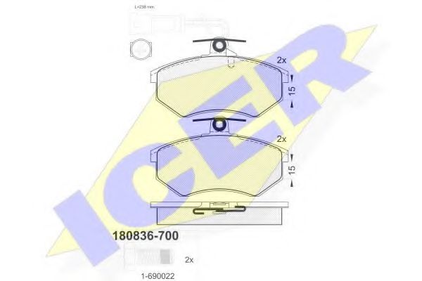 ICER 180836-700 Тормозные колодки для AUDI 100 (Ауди 100) ICER 180836-700 Тормозные колодки для AUDI 100 (Ауди 100)