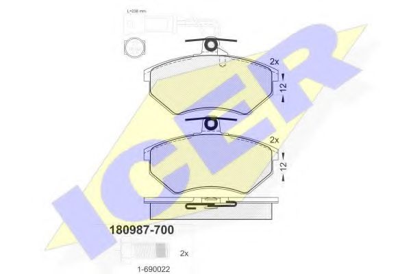 ICER 180987-700 Тормозные колодки для AUDI 90 (Ауди 90) ICER 180987-700 Тормозные колодки для AUDI 90 (Ауди 90)