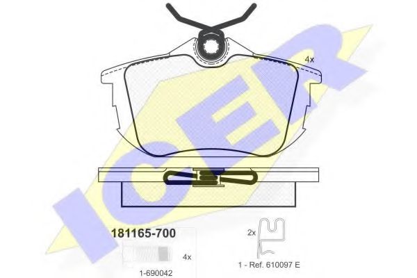 ICER 181165-700 Тормозные колодки для VOLVO V40 (Вольво V40) ICER 181165-700 Тормозные колодки для VOLVO V40 (Вольво V40)