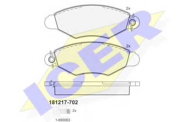 ICER 181217-702 Тормозные колодки для RENAULT KANGOO (Рено Кангу) ICER 181217-702 Тормозные колодки для RENAULT KANGOO (Рено Кангу)