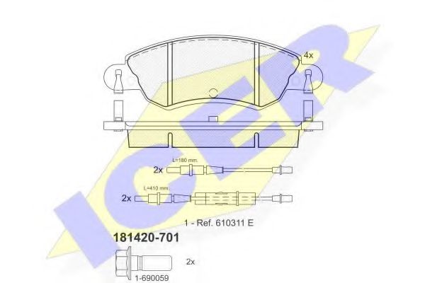 ICER 181420-701 Тормозные колодки для CITROËN C5 II (CитроËн С5 2) ICER 181420-701 Тормозные колодки для CITROËN C5 II (CитроËн С5 2)