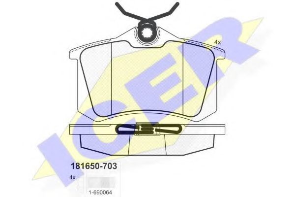ICER 181650-703 Тормозные колодки для RENAULT SCNIC I (Рено Сценик и) ICER 181650-703 Тормозные колодки для RENAULT SCNIC I (Рено Сценик и)