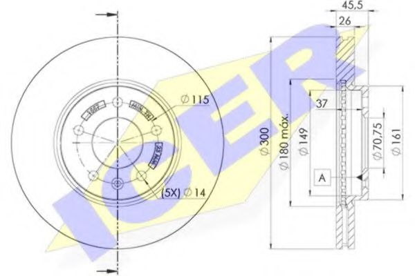 ICER 78BD1557-2 Тормозной диск для OPEL ASTRA GTC J (Опель Астра гтс) ICER 78BD1557-2 Тормозной диск для OPEL ASTRA GTC J (Опель Астра гтс)