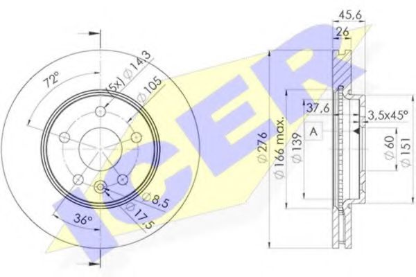 ICER 78BD1559-2 Тормозной диск для OPEL ASTRA GTC J (Опель Астра гтс) ICER 78BD1559-2 Тормозной диск для OPEL ASTRA GTC J (Опель Астра гтс)
