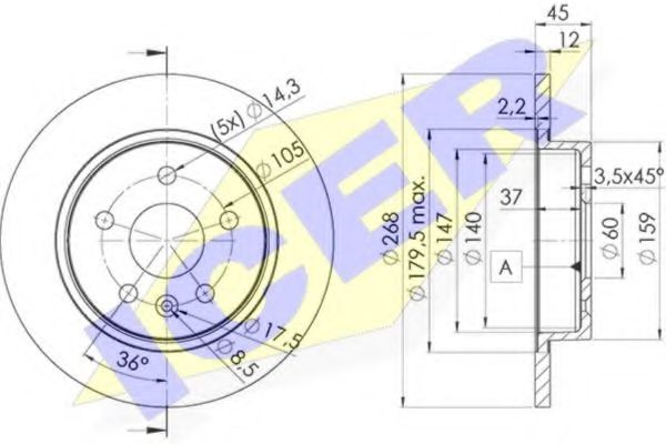 ICER 78BD1560-2 Тормозной диск для OPEL ASTRA GTC J (Опель Астра гтс) ICER 78BD1560-2 Тормозной диск для OPEL ASTRA GTC J (Опель Астра гтс)