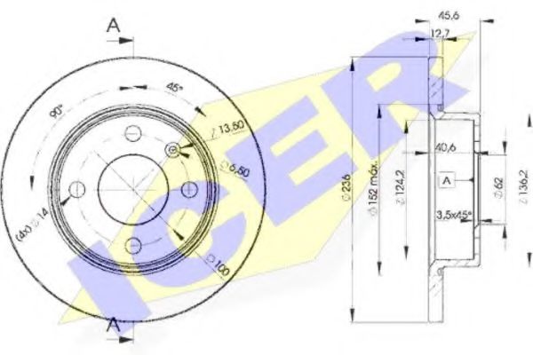 ICER 78BD4322-2 Тормозной диск для SKODA FORMAN (Шкода Форман) ICER 78BD4322-2 Тормозной диск для SKODA FORMAN (Шкода Форман)