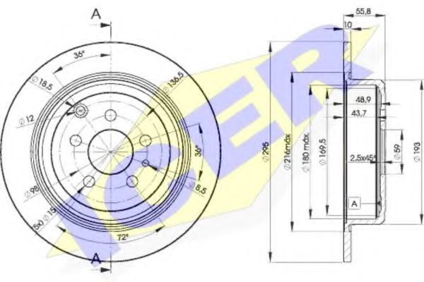ICER 78BD4621-2 Тормозной диск для CITROËN SYNERGIE (CитроËн Сънэргиэ) ICER 78BD4621-2 Тормозной диск для CITROËN SYNERGIE (CитроËн Сънэргиэ)