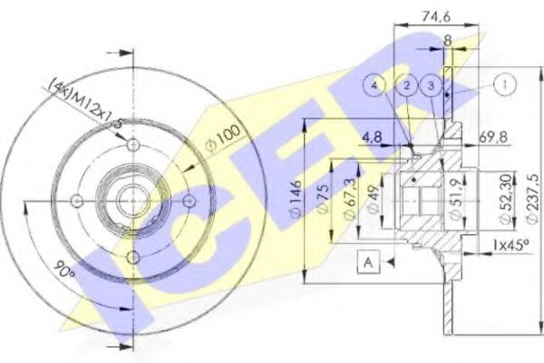 ICER 78BD4901-1 Тормозной диск для RENAULT 19 II (Рено 19 2) ICER 78BD4901-1 Тормозной диск для RENAULT 19 II (Рено 19 2)