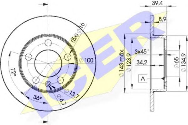 ICER 78BD5601-2 Тормозной диск для VOLKSWAGEN NEW BEETLE (Фольксваген Нэв битл) ICER 78BD5601-2 Тормозной диск для VOLKSWAGEN NEW BEETLE (Фольксваген Нэв битл)