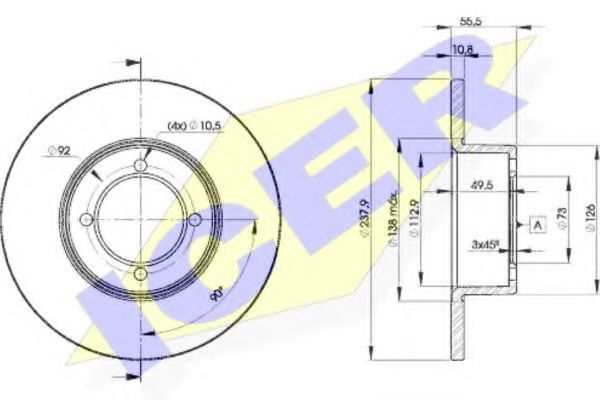 ICER 78BD7739-2 Тормозной диск для OPEL OLYMPIA A (Опель Олъмпиа а) ICER 78BD7739-2 Тормозной диск для OPEL OLYMPIA A (Опель Олъмпиа а)