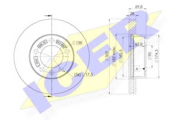 ICER 78BD8766-2 Тормозной диск для OPEL MOVANO B (Опель Моvано б) ICER 78BD8766-2 Тормозной диск для OPEL MOVANO B (Опель Моvано б)