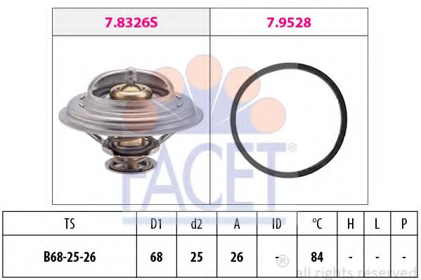 FACET 7.8326 Термостат, охлаждающая жидкость Z7X 726 для RENAULT SAFRANE (Рено Сафранэ) FACET 7.8326 Термостат, охлаждающая жидкость Z7X 726 для RENAULT SAFRANE (Рено Сафранэ)