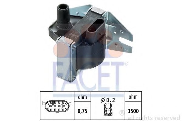 FACET 9.6008 Катушка зажигания 156 A2. 246 для FIAT TEMPRA (Фиат Тэмпра) FACET 9.6008 Катушка зажигания 156 A2. 246 для FIAT TEMPRA (Фиат Тэмпра)