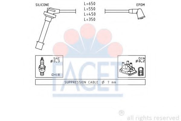 FACET 4.9399 Комплект проводов зажигания GA16DE для NISSAN (Ниссан) FACET 4.9399 Комплект проводов зажигания GA16DE для NISSAN (Ниссан)