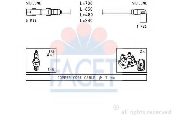 FACET 4.9479 Комплект проводов зажигания AEH для AUDI A3 (Ауди А3) FACET 4.9479 Комплект проводов зажигания AEH для AUDI A3 (Ауди А3)