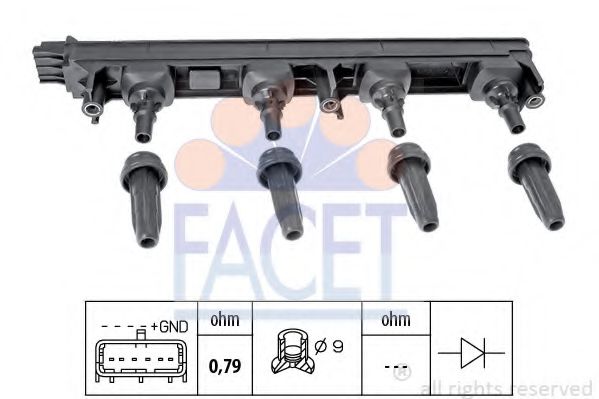 FACET 9.6376 Катушка зажигания RFJ (EW10A) для PEUGEOT 407 (Пежо 407) FACET 9.6376 Катушка зажигания RFJ (EW10A) для PEUGEOT 407 (Пежо 407)